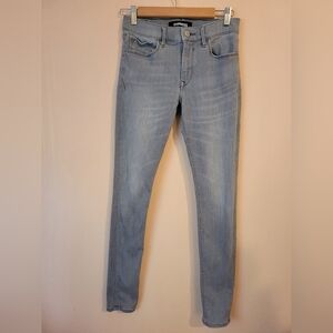 Express Distressed Denim Stretch Mid Rise Jeggings, 4 Regular, 29" Inseam